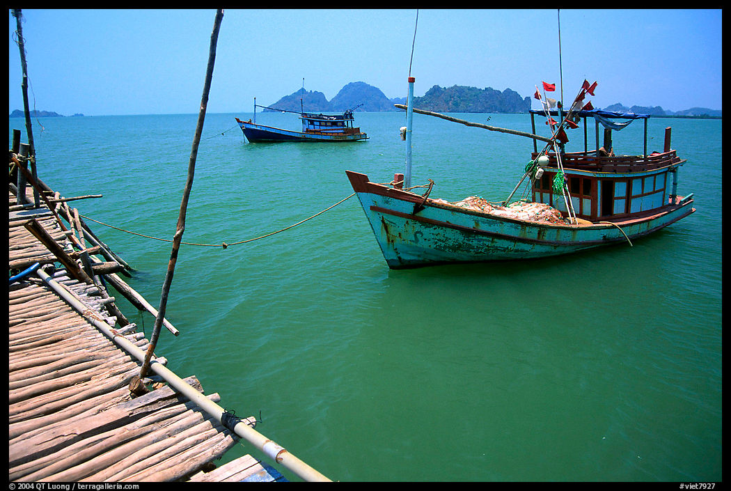Fishing boats in the China sea. Hong Chong Peninsula, Vietnam
