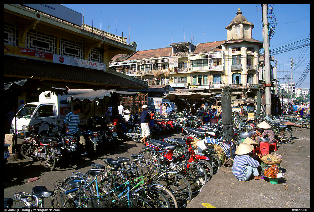 Bicycles parked near the Bin Tay market. Ho Chi Minh City, Vietnam