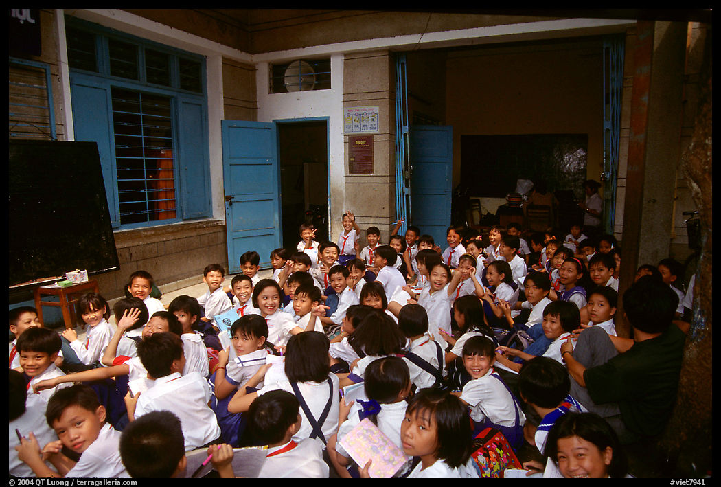 School children in an outdoor class. Ho Chi Minh City, Vietnam