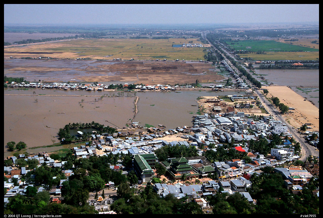 Chau Doc and the plain  seen from the Sam Mountain. Chau Doc, Vietnam