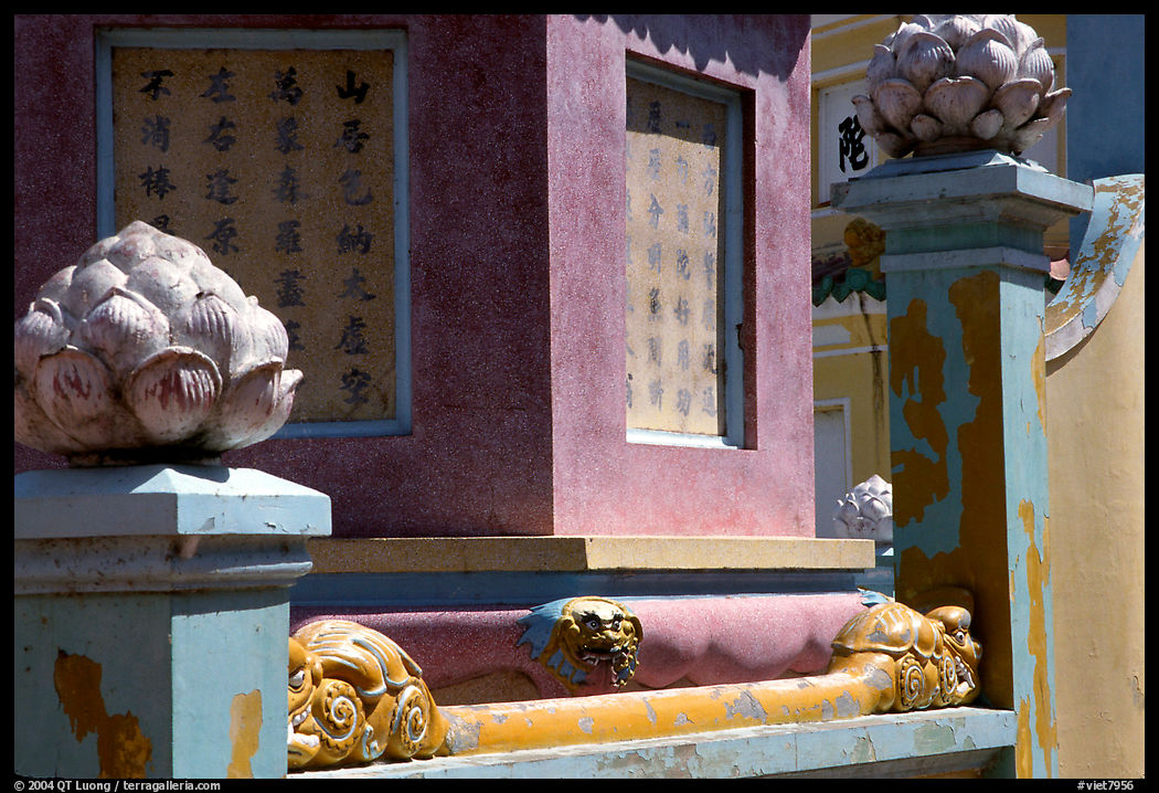 Architectural detail at the Lady Chua Xu temple. Chau Doc, Vietnam