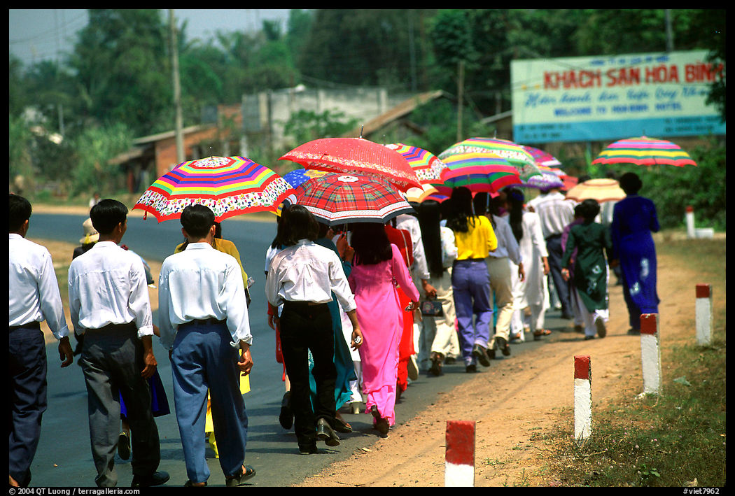 Countryside wedding procession. Mekong Delta region, Vietnam