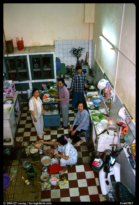 Women in a home kitchen. Ho Chi Minh City, Vietnam