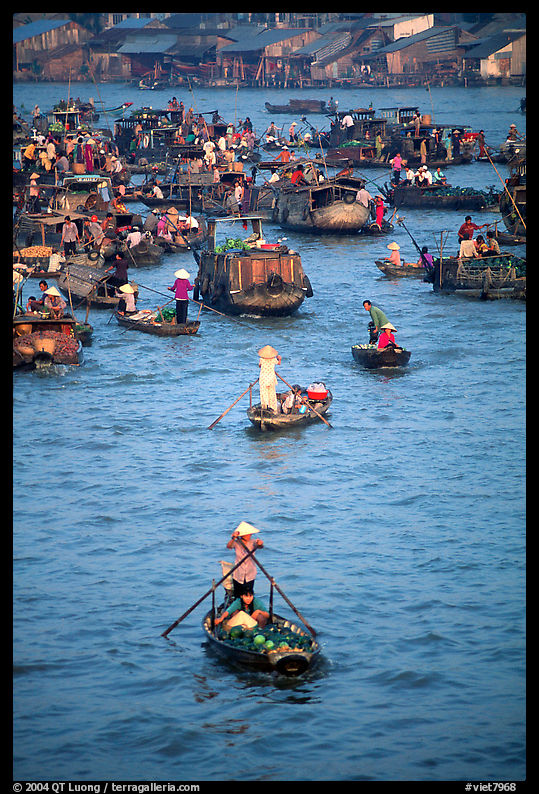 Boats at the Cai Rang floating market. Can Tho, Vietnam