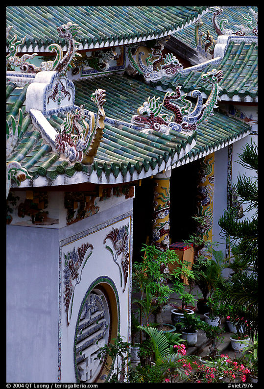 Roofs detail of one of the sanctuaries on the Marble Mountains, Danang. Vietnam