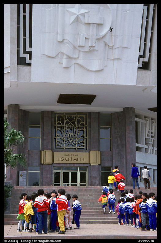 School kids during an organized visit to the Ho Chi Minh museum. Hanoi, Vietnam