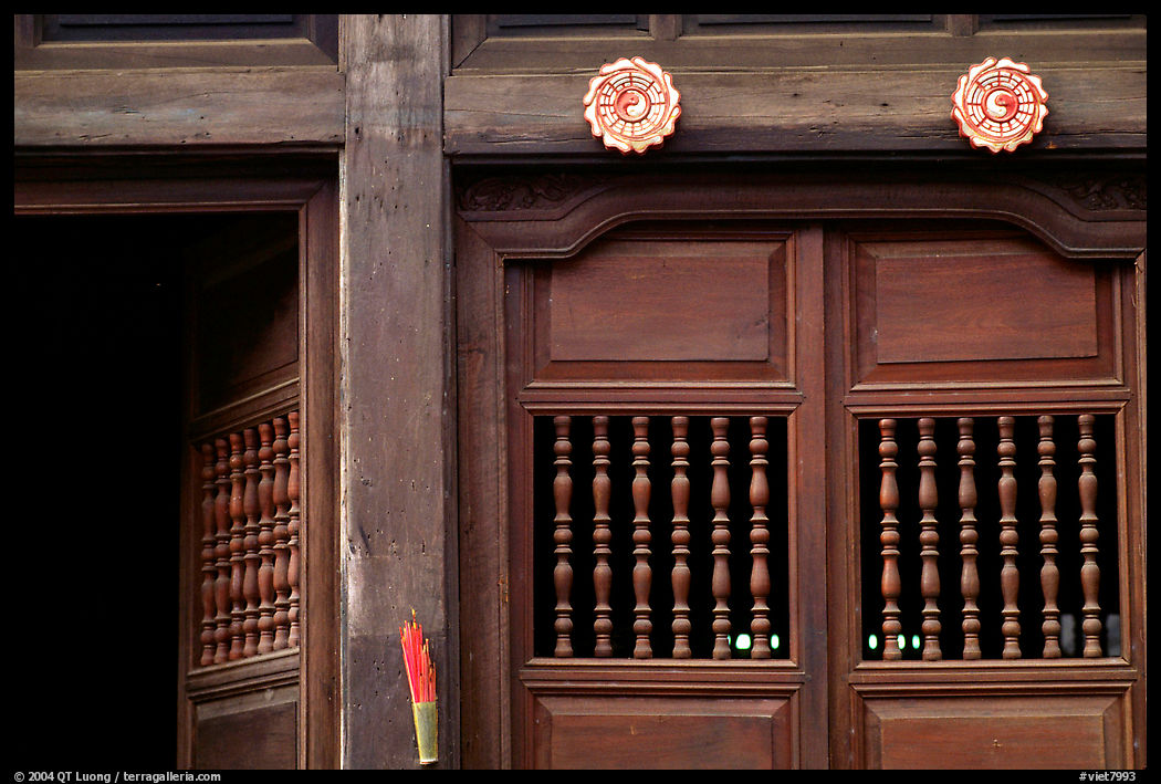 Detail of a wooden facade, Hoi An. Vietnam