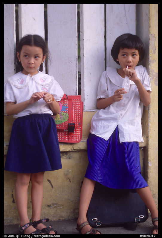 Uniformed junior school girls, Ho Chi Minh city. Vietnam