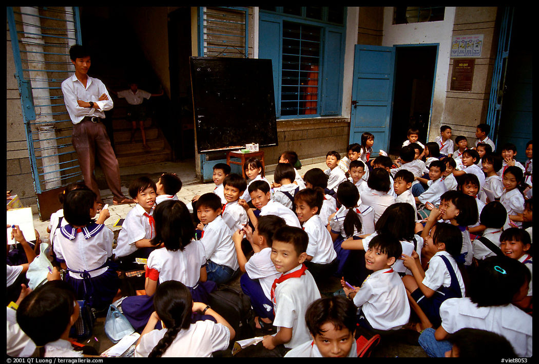 Children at school. Like everywhere else in Asia, uniforms are the norm. Ho Chi Minh City, Vietnam