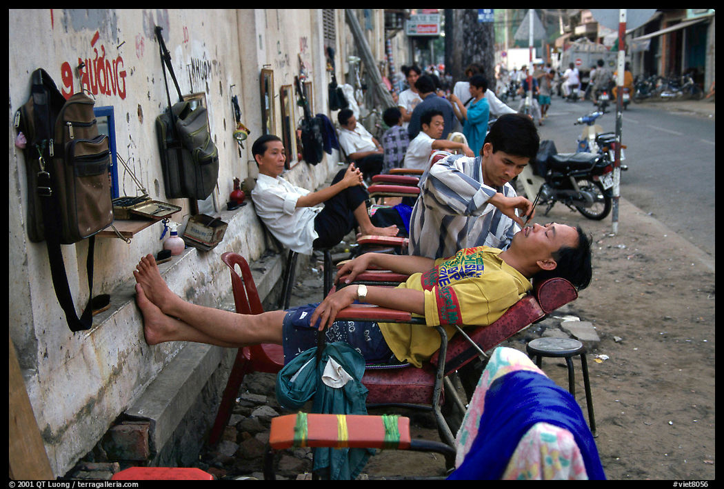 Outdoor hair dressing salon. Ho Chi Minh City, Vietnam
