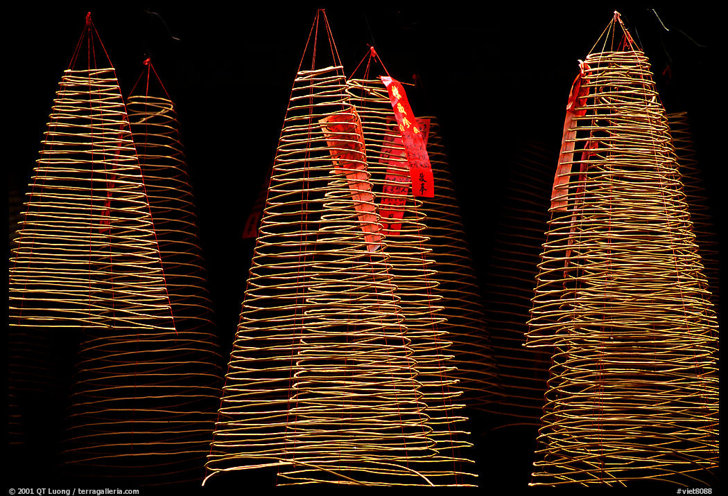 Incense coils  at a Chinese temple in Cho Lon, designed to burn for days. Ho Chi Minh City, Vietnam