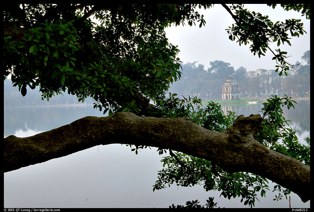 Hoan Kiem (restored sword) lake in the center of the city. Hanoi, Vietnam