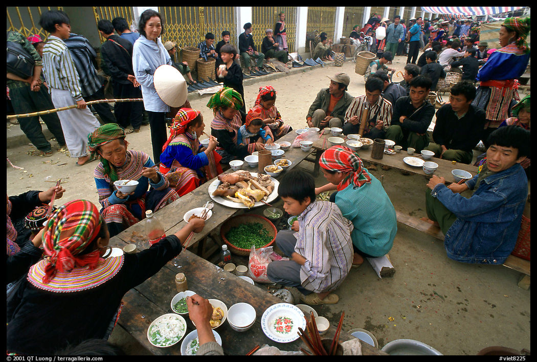 Festing on unusual foods, sunday market. Bac Ha, Vietnam