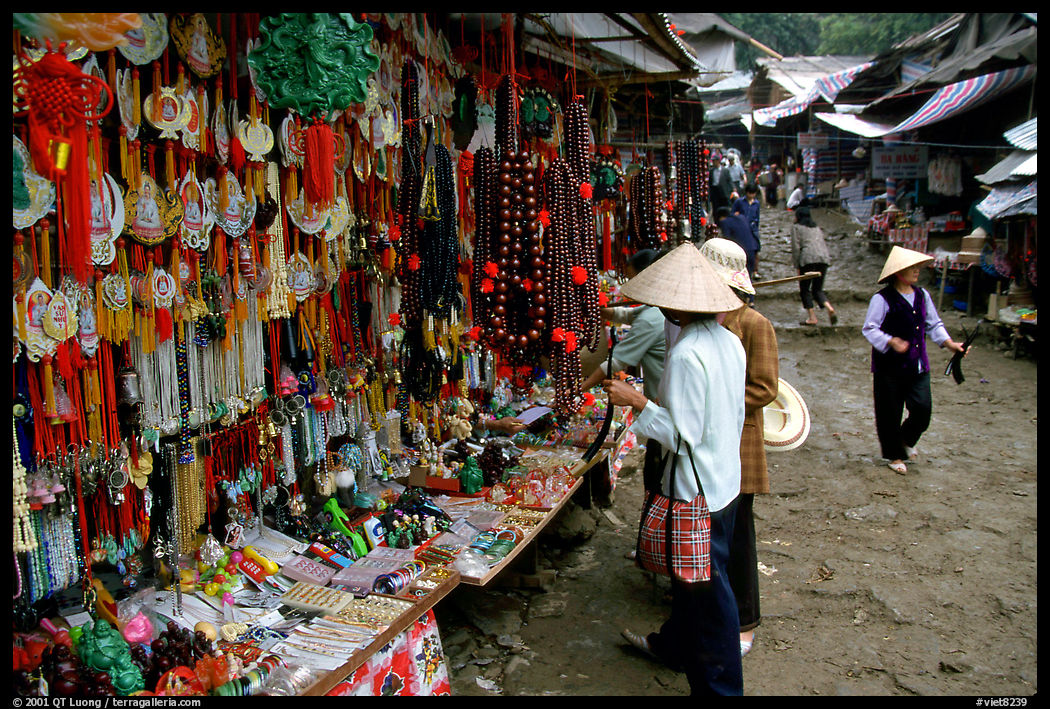 Religious souvenir stand. Perfume Pagoda near Hanoi, Vietnam