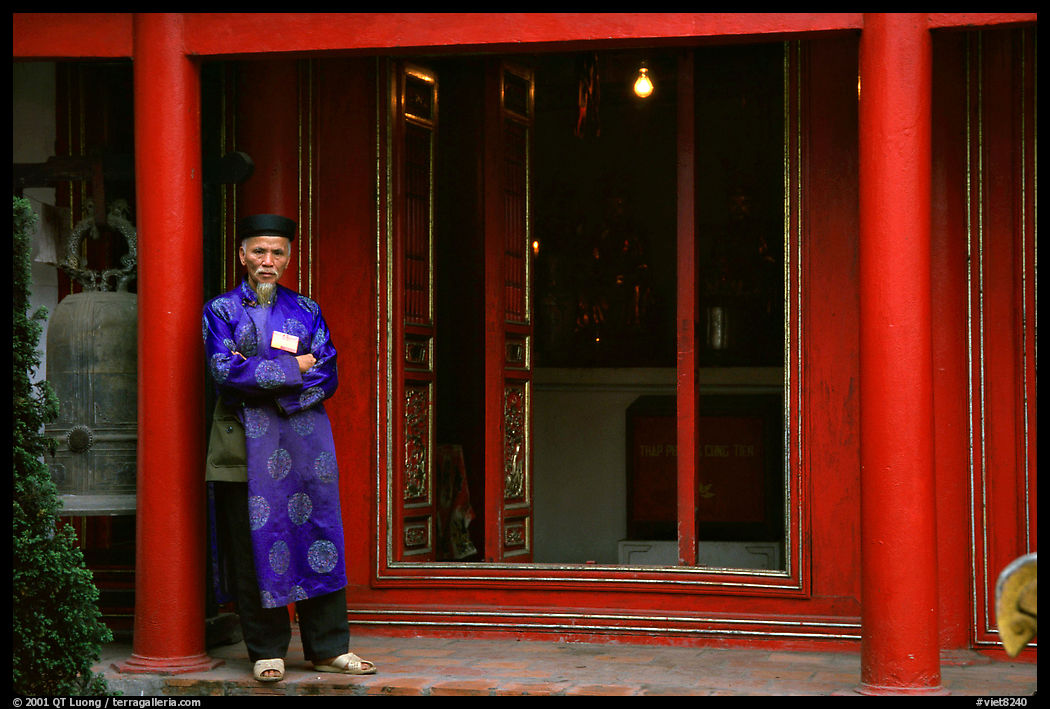 Temple and guardian. Perfume Pagoda near Hanoi, Vietnam