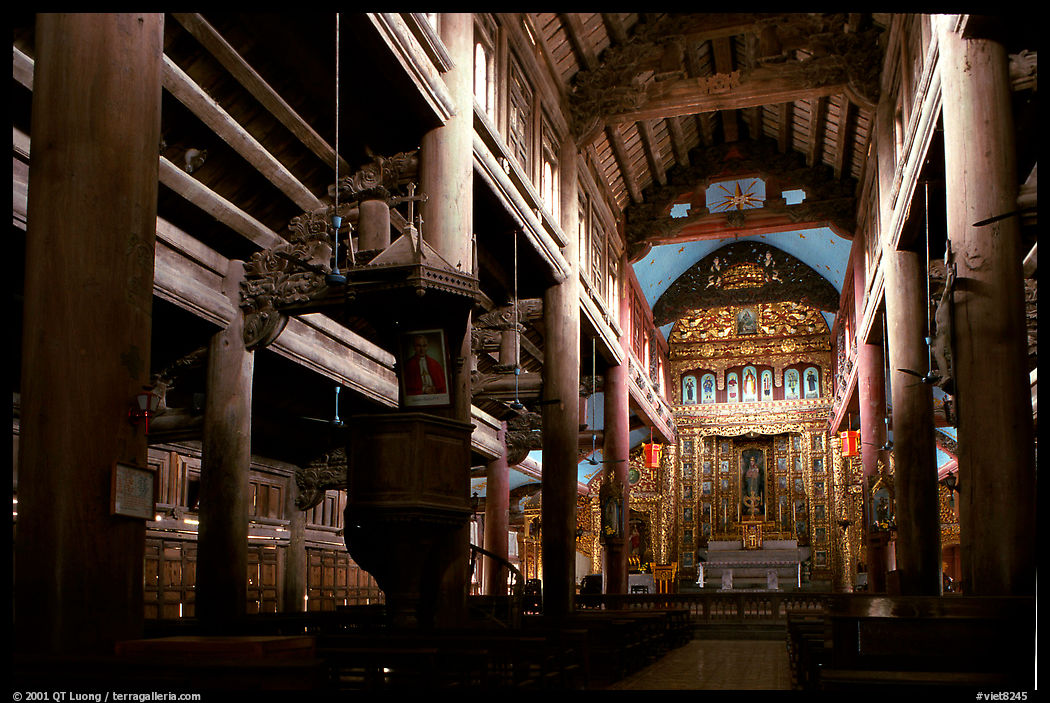Interior of  Phat Diem cathedral, built in chinese architectural style. near Ninh Binh,  Vietnam