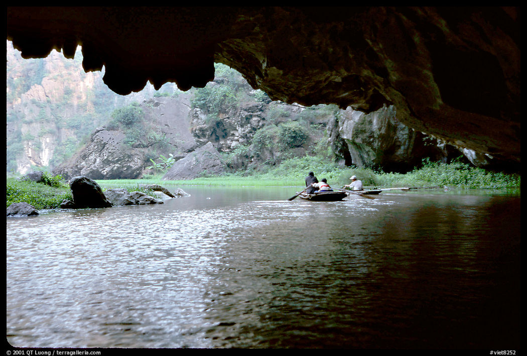 One of the three river underground passages of Tam Coc. near Ninh Binh,  Vietnam