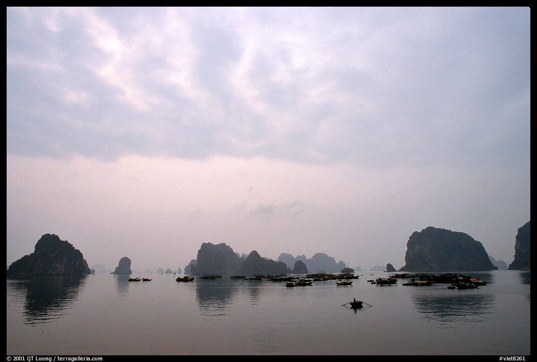 General view of the bay with its three thousands limestone islets. Halong Bay, Vietnam