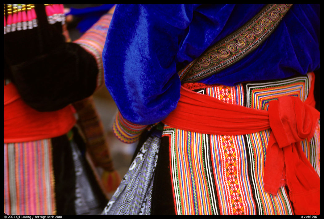 Detail of  Flower Hmong dress. Bac Ha, Vietnam