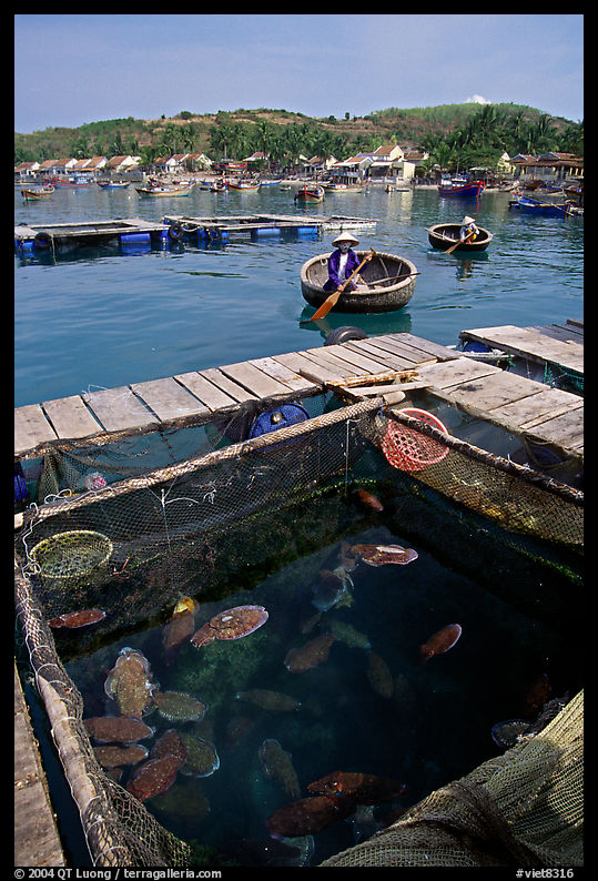 Fish cage in a small village in the Nha Trang bay. Vietnam