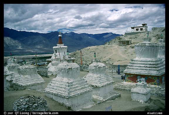 Chortens in monestary, Padum, Zanskar, Jammu and Kashmir. India (color)