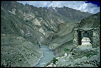 Covered chorten river valley, Zanskar, Jammu and Kashmir. India