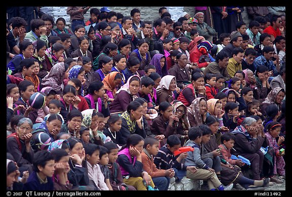 Crowd watching a performance, Keylong, Himachal Pradesh. India (color)