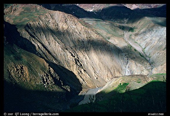 River Valley and cloud shadows, Zanskar, Jammu and Kashmir. India