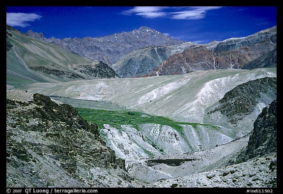 Multi colored mountains, Zanskar, Jammu and Kashmir. India (color)