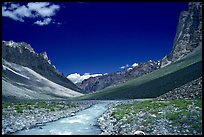 Zanskar River flanked by high cliff, Zanskar, Jammu and Kashmir. India (color)