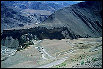 Hairpin turns on Khadung La pass, Ladakh, Jammu and Kashmir. India (color)