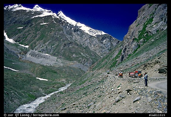 Valley and road between Kargil and Padum, Ladakh, Jammu and Kashmir. India (color)