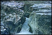 Gorge and precarious bridge, Zanskar, Jammu and Kashmir. India