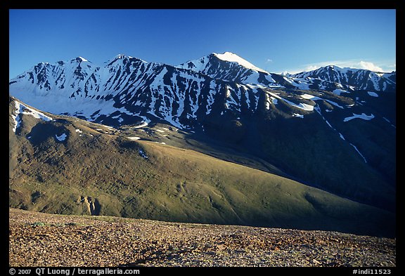 Snowy peaks at sunset, Himachal Pradesh. India (color)