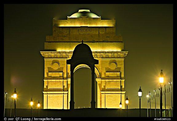 India Gate by night. New Delhi, India (color)