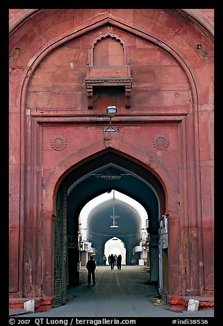 Gate leading to the Chatta Chowk (Covered Bazar), Red Fort. New Delhi, India (color)