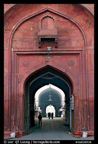 Gate leading to the Chatta Chowk (Covered Bazar), Red Fort. New Delhi, India