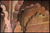 Detail of arche in Diwan-i-Am, Red Fort. New Delhi, India (color)