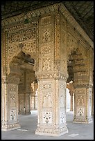 Decorated columns, Hammans, Red Fort. New Delhi, India (color)