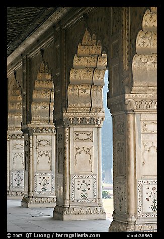 Marble columns,  Royal Baths, Red Fort. New Delhi, India