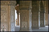 Row Columns and guard, Royal Baths, Red Fort. New Delhi, India