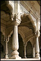 Thin columns, Khas Mahal, Red Fort. New Delhi, India (color)