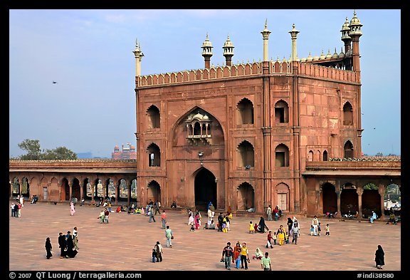 Courtyard and East gate of Masjid-i-Jahan Numa. New Delhi, India