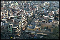 View of Old Delhi streets and houses from above. New Delhi, India