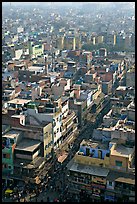 View of a Old Delhi street from above. New Delhi, India