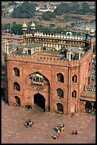 East Gate and courtyard from above, Jama Masjid. New Delhi, India