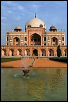 Basin and main tomb of the Emperor Humayun, afternoon. New Delhi, India (color)