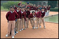 Group of schoolchildren, Humayun's tomb. New Delhi, India