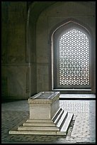Emperor's tomb, and screened marble window, Humayun's tomb. New Delhi, India (color)