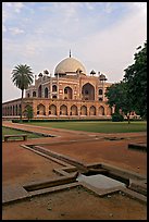 Watercourses and main memorial monument, Humayun's tomb. New Delhi, India (color)